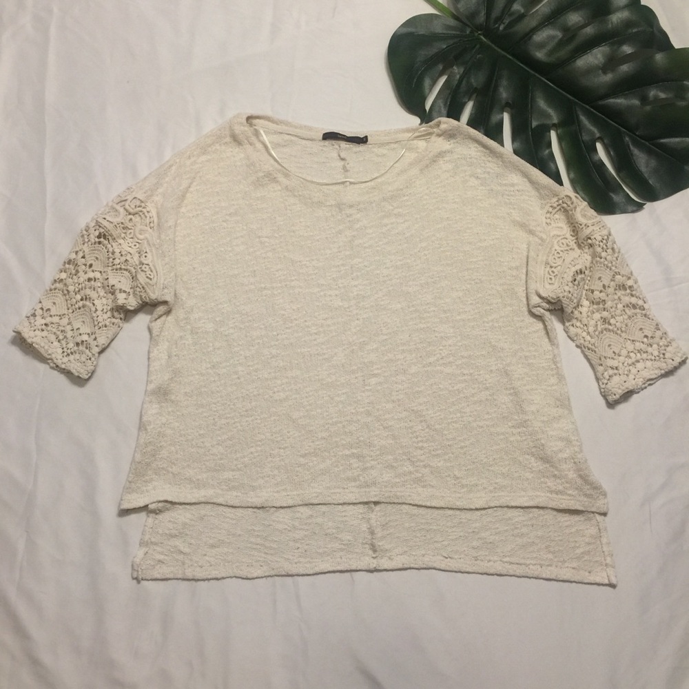 HAZEL | boxy sweater with crocheted sleeves